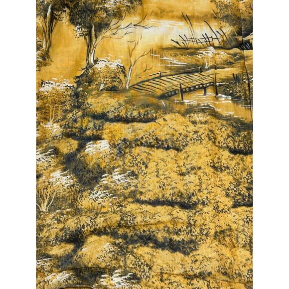 Lucky Brand Linen Button Up Shirt Mens L Yellow Island Vibe Short Sleeve Hut - Picture 11 of 11